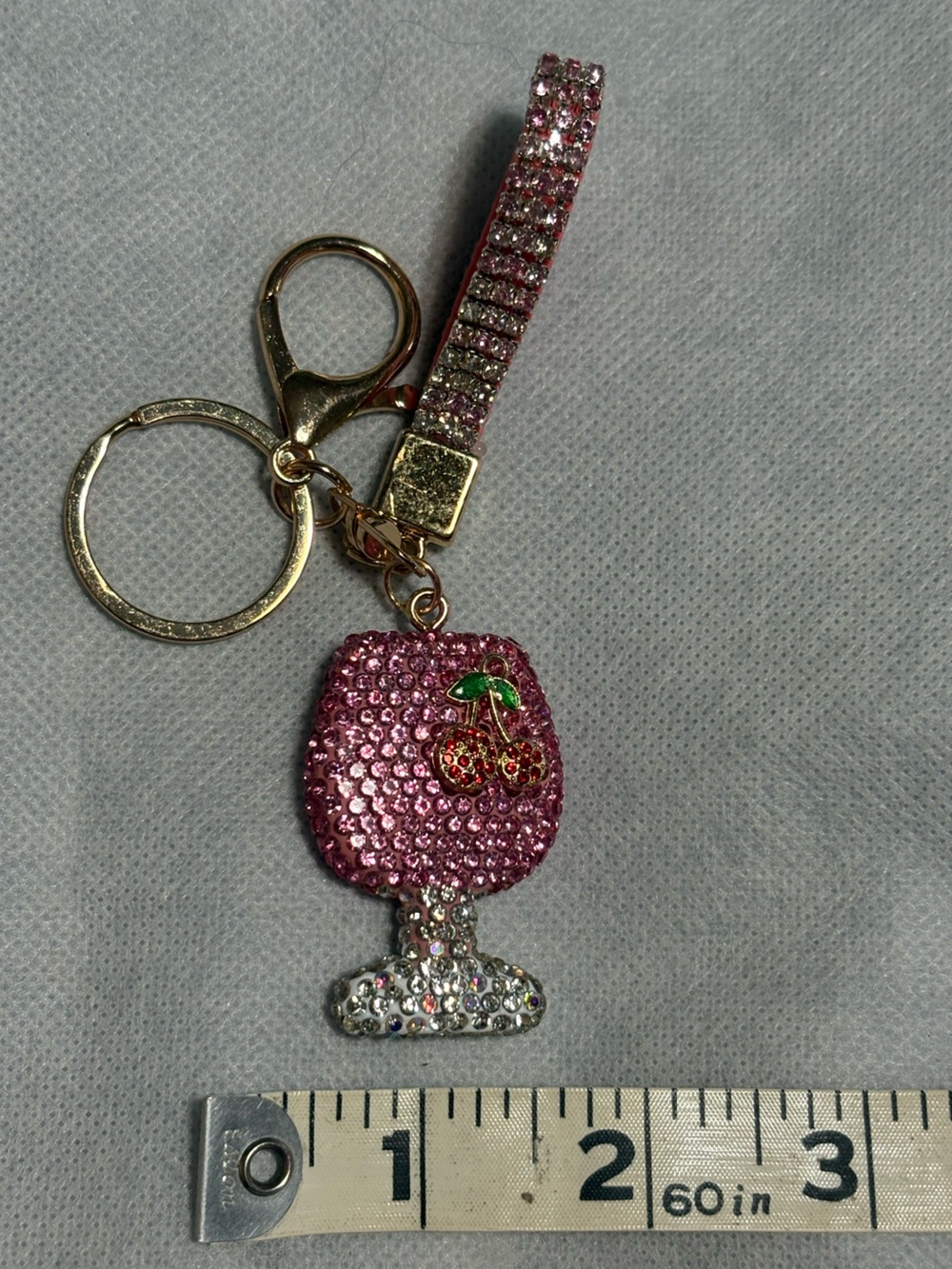 Bag charm/Keychain Charm Pink Rhinestone Wine/cocktail Glass